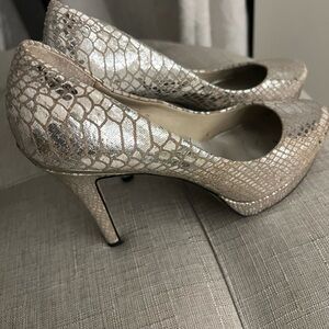 White House Black Market Metallic Snakeskin Heels